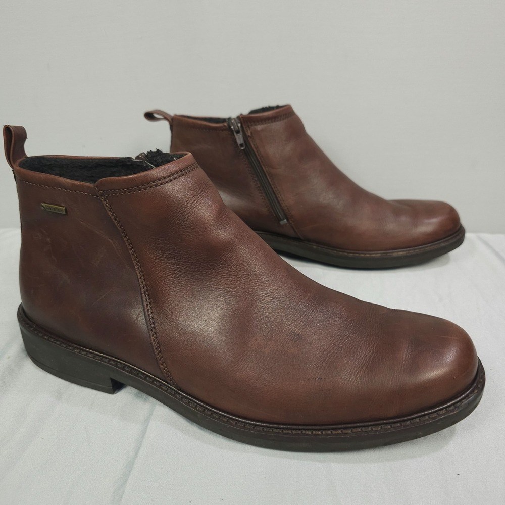 Ecco Holton Chelsea Boots Men 43 US 9 - 9.5 Brown Leather Mid Side Zip GTX